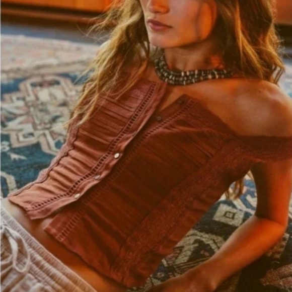 Free People Maggie Lace Tank Top in Coconut Shell - Picture 4 of 8